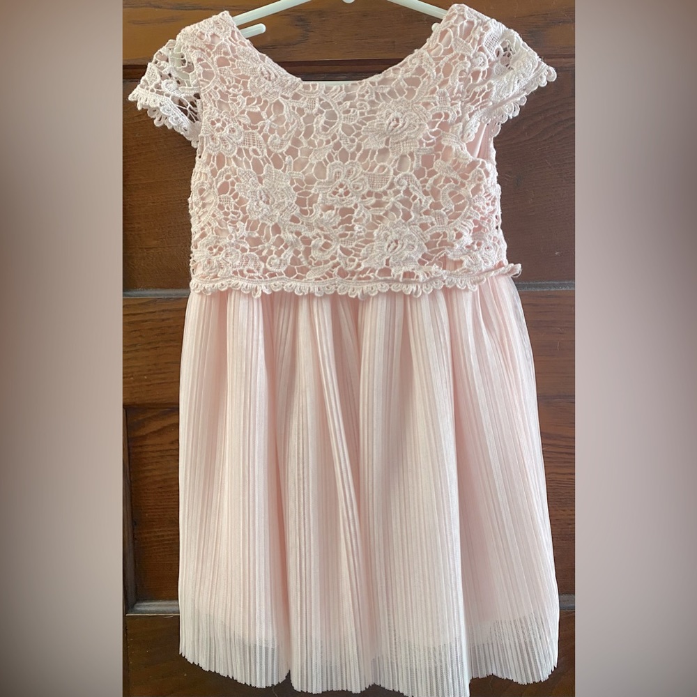 Little girls H&M fancy dress, lace and crepe in ballet pink, size 3-4 yr, VGUC